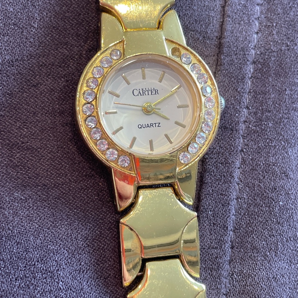 Carter Gold colour Quartz Watch with Crystal Accents